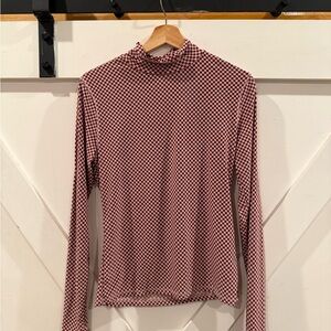 Levi's Red and Black Checkered Turtleneck Blouse